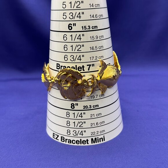 Rare Find!  Maurice Milleur Gold-Plated Pewter “Reef Fish” Bracelet - Picture 4 of 15